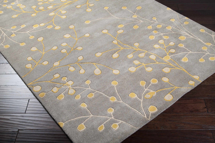 Moon Modern Botanical Gray And Mustard Wool Area Rug - The Rug Decor