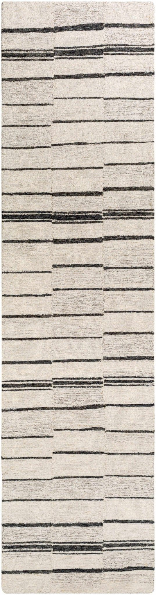 Moorebank Modern stripes Beige And Black Wool Rug - The Rug Decor