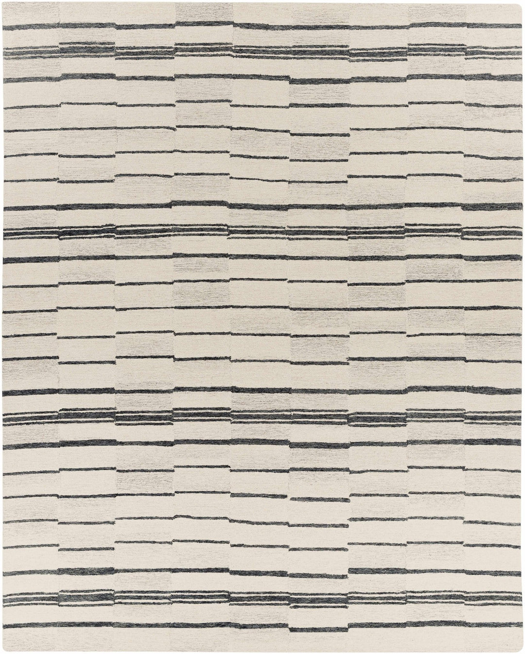 Moorebank Modern stripes Beige And Black Wool Rug - The Rug Decor