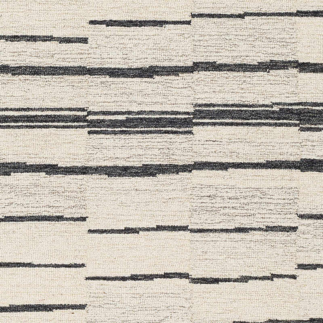 Moorebank Modern stripes Beige And Black Wool Rug - The Rug Decor