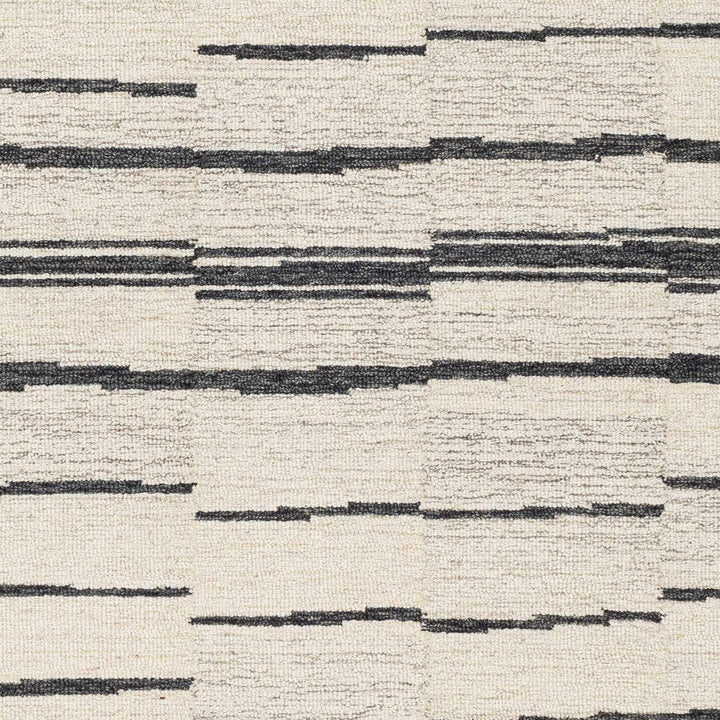 Moorebank Modern stripes Beige And Black Wool Rug - The Rug Decor