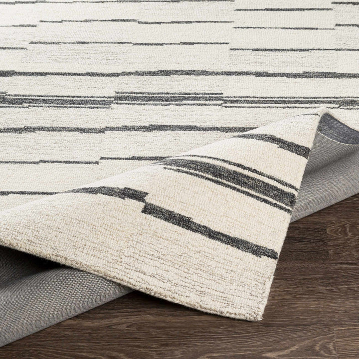 Moorebank Modern stripes Beige And Black Wool Rug - The Rug Decor