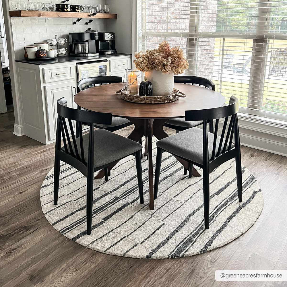 Moorebank Modern stripes Beige And Black Wool Rug - The Rug Decor