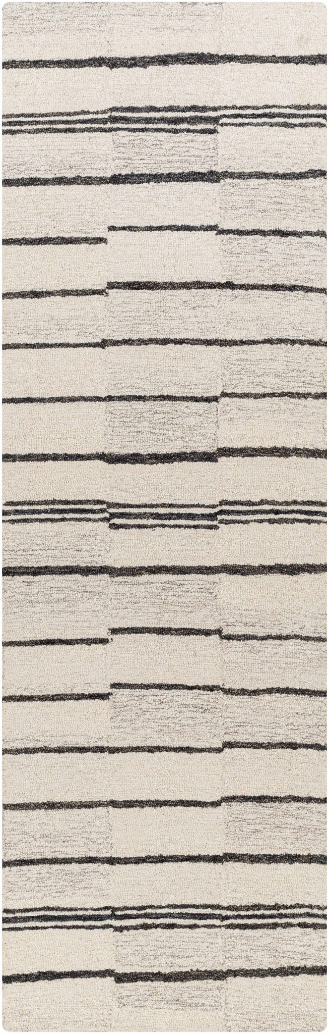 Moorebank Modern stripes Beige And Black Wool Rug - The Rug Decor