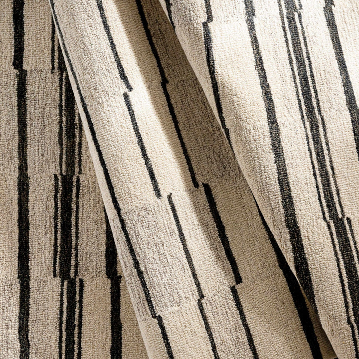 Moorebank Modern stripes Beige And Black Wool Rug - The Rug Decor