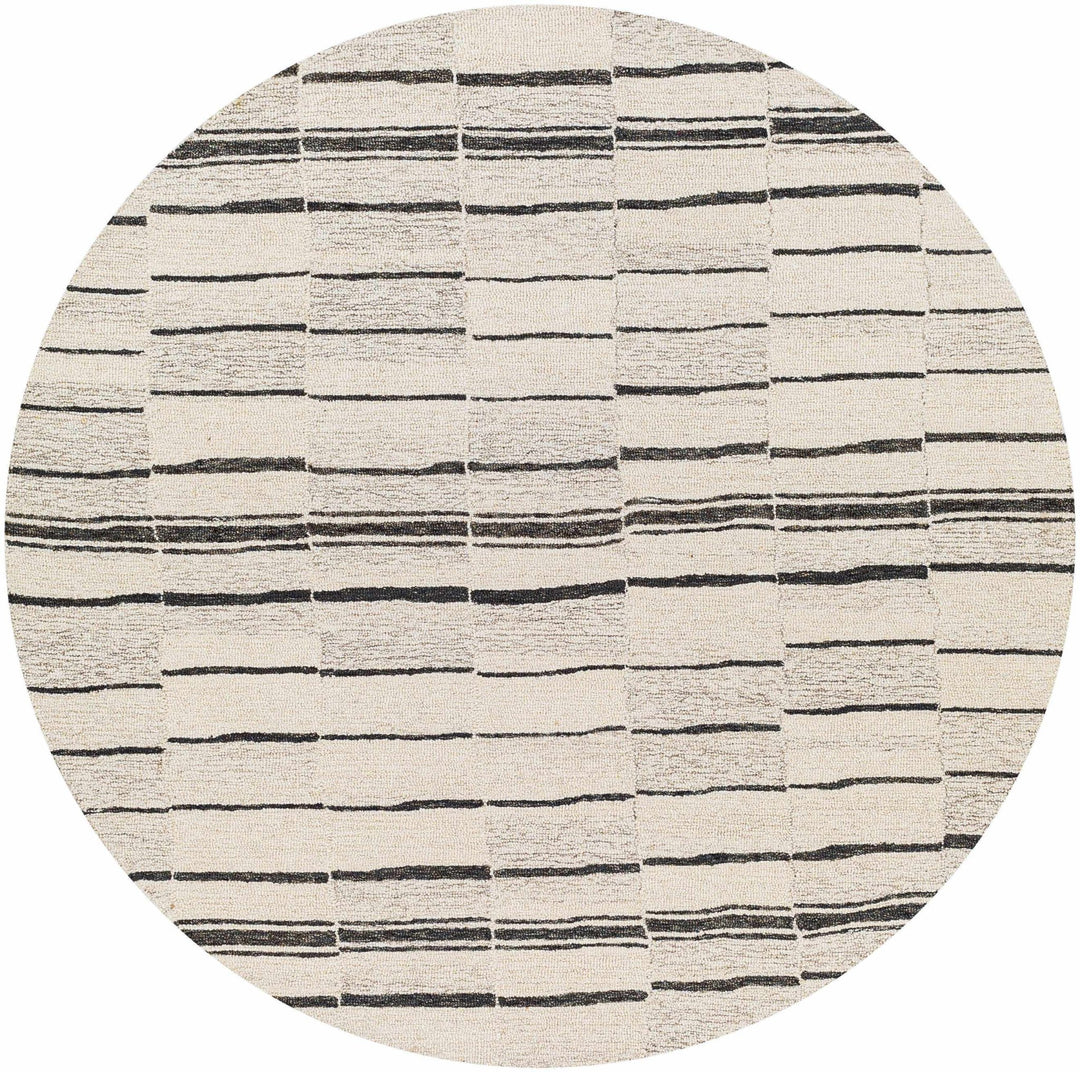 Moorebank Modern stripes Beige And Black Wool Rug - The Rug Decor