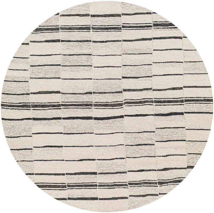 Moorebank Modern stripes Beige And Black Wool Rug - The Rug Decor
