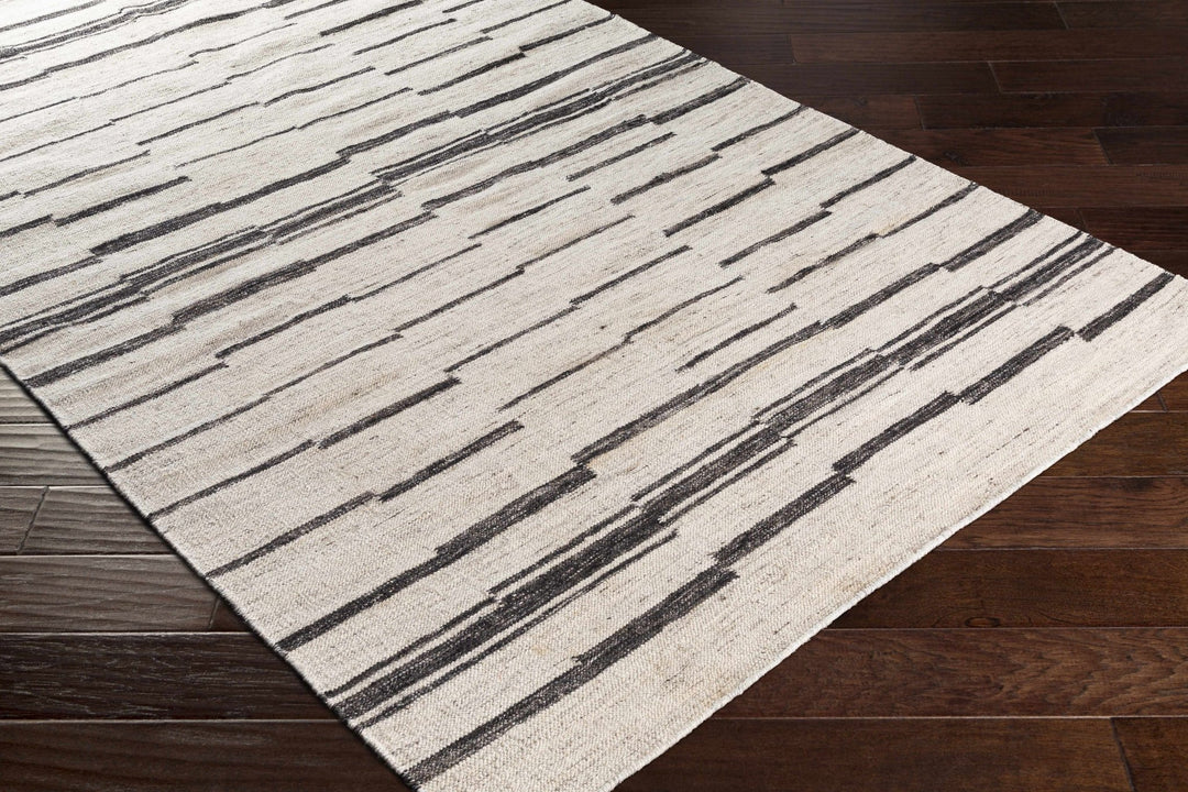 Moorebank Modern stripes Beige And Black Wool Rug - The Rug Decor