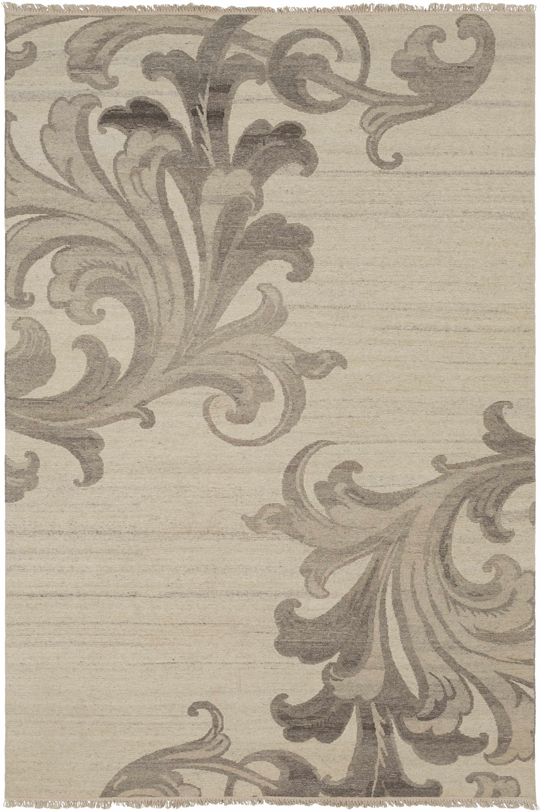 Moorhead Modern Style Beige And Gray Hand Knotted Wool Rug