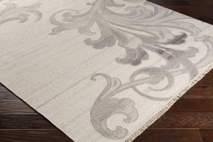 Moorhead Modern Style Beige And Gray Hand Knotted Wool Rug