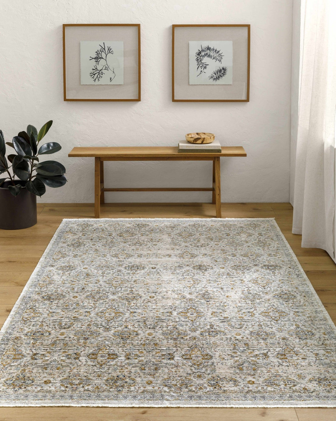 Morag Traditional Beige And Ivory Washable Area Rug - The Rug Decor