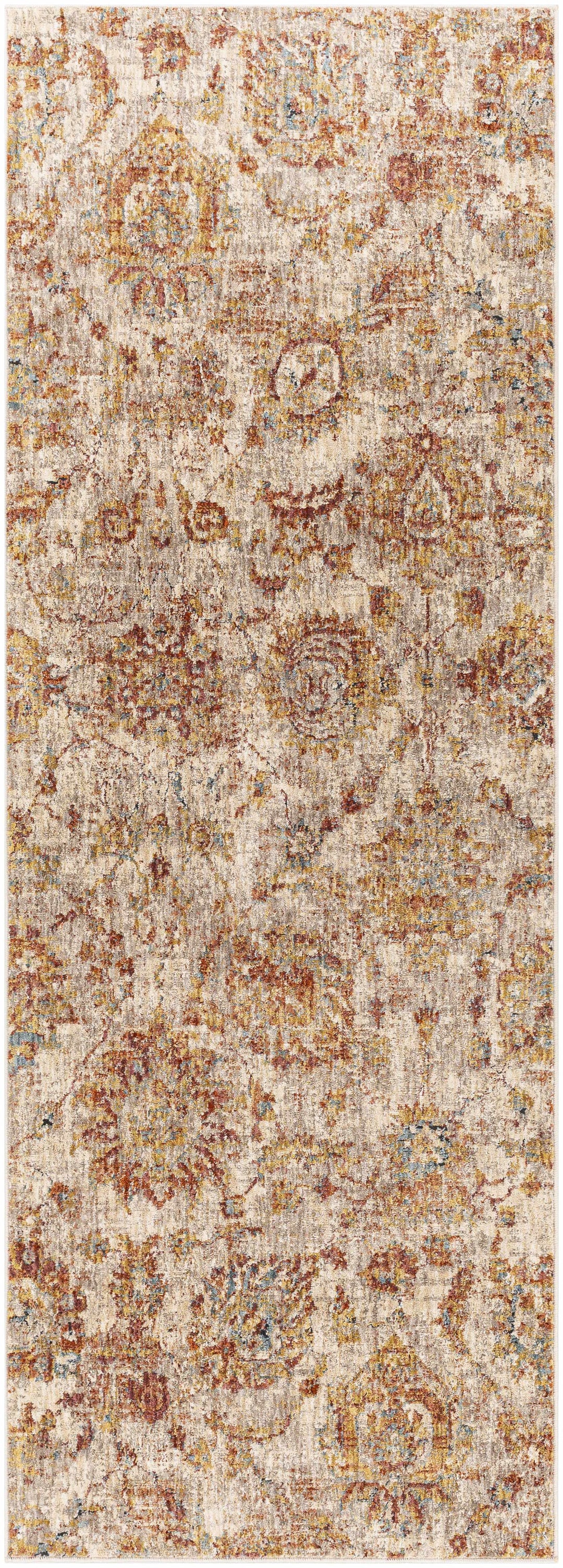 Morinville Traditional Floral Design Rust And Beige Area Rug