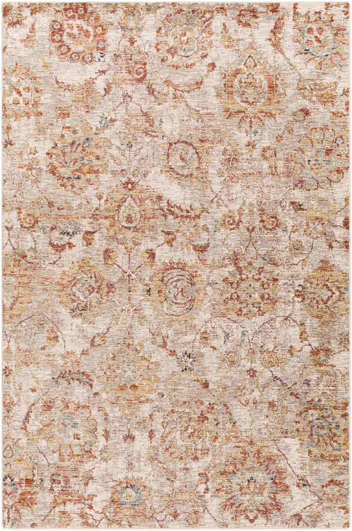 Morinville Traditional Floral Design Rust And Beige Area Rug