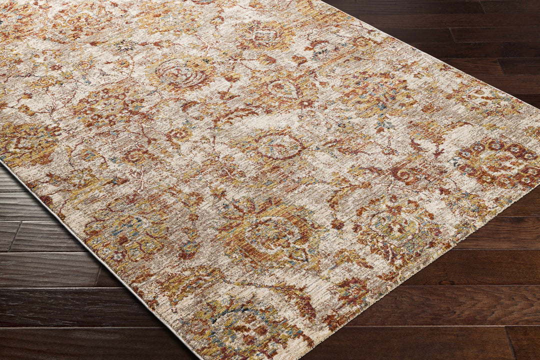 Morinville Traditional Floral Design Rust And Beige Area Rug