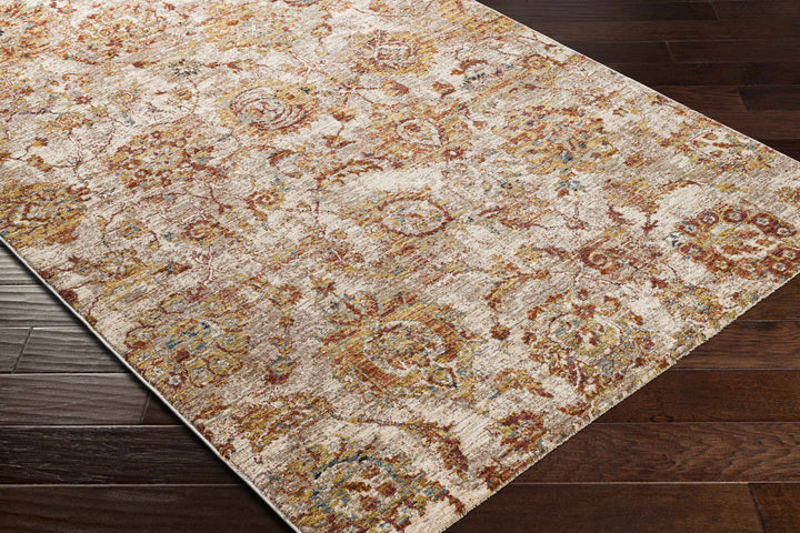 Morinville Traditional Floral Design Rust And Beige Area Rug