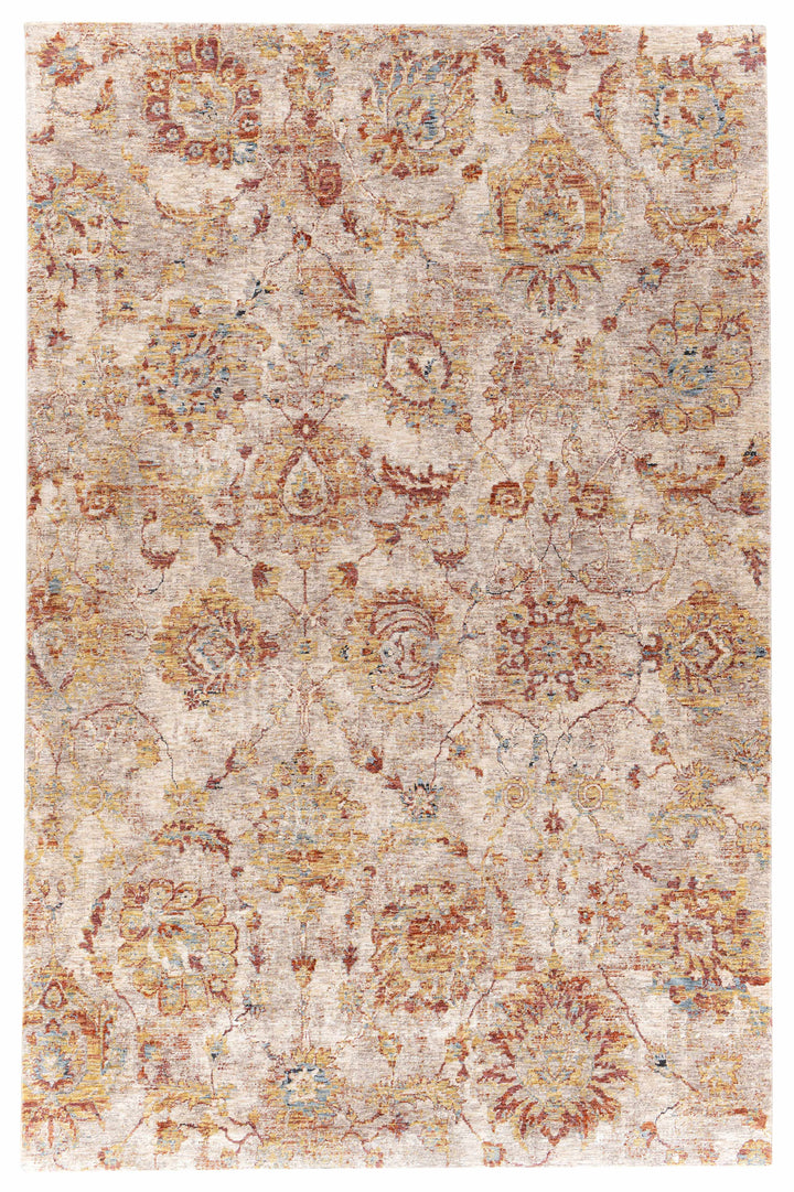 Morinville Traditional Floral Design Rust And Beige Area Rug
