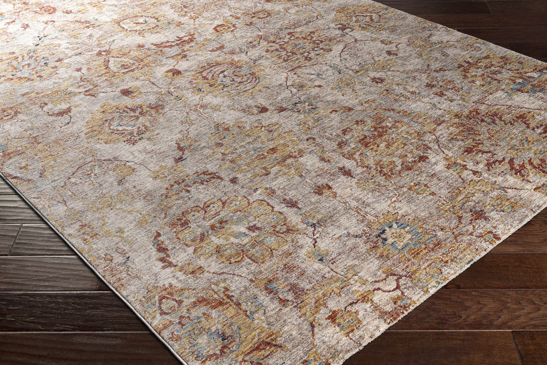 Morinville Traditional Floral Design Rust And Beige Area Rug