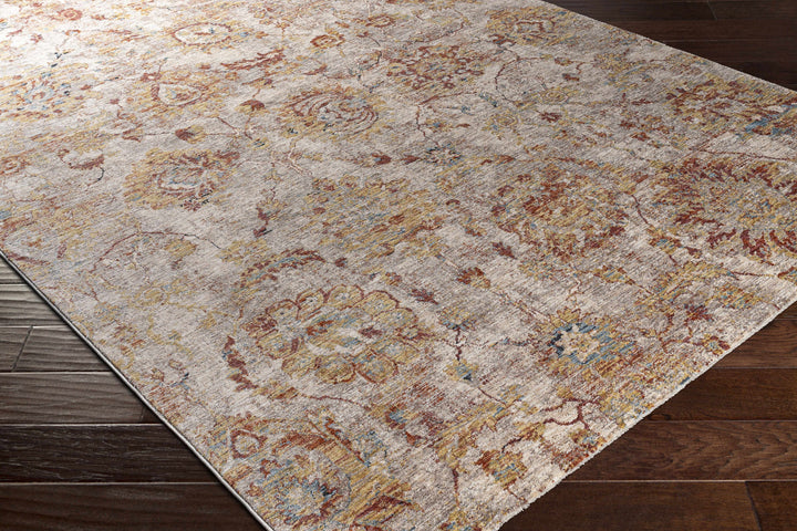 Morinville Traditional Floral Design Rust And Beige Area Rug