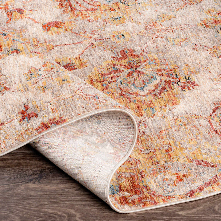Morinville Traditional Floral Design Rust And Beige Area Rug