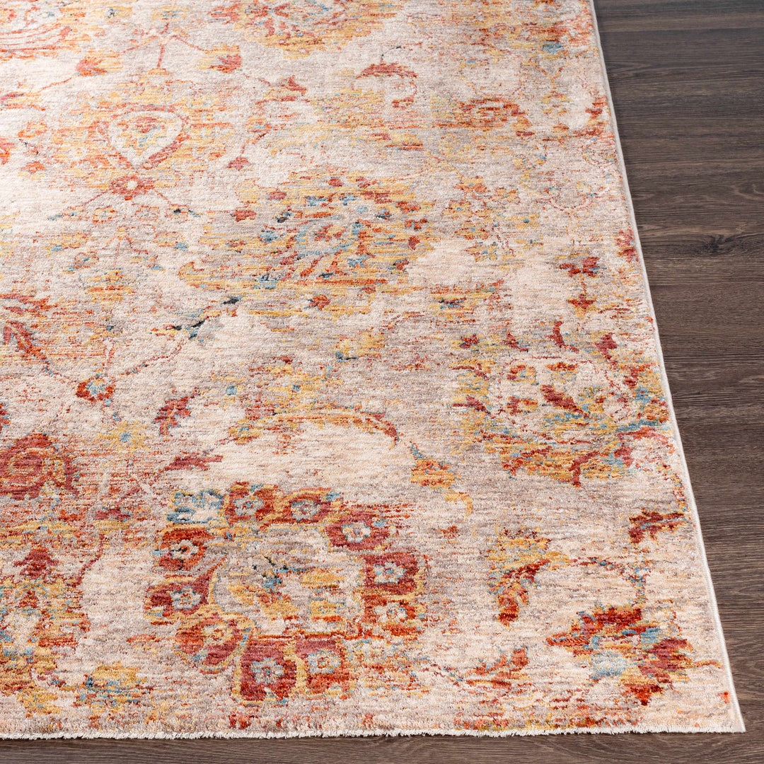 Morinville Traditional Floral Design Rust And Beige Area Rug