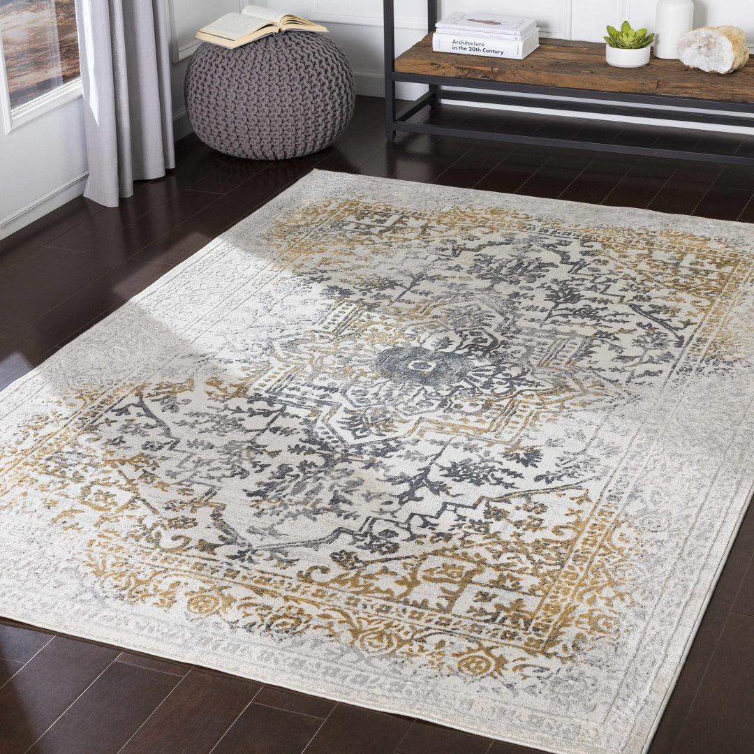 Morriston Traditional Style Ivory And Charcoal Area Rug