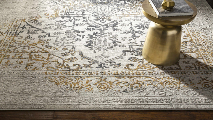Morriston Traditional Style Ivory And Charcoal Area Rug