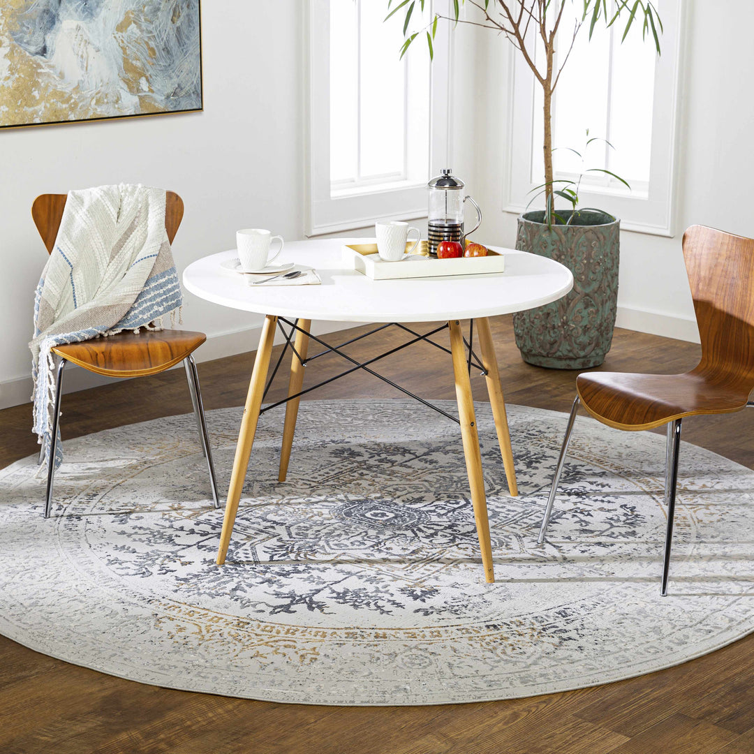 Morriston Traditional Style Ivory And Charcoal Area Rug