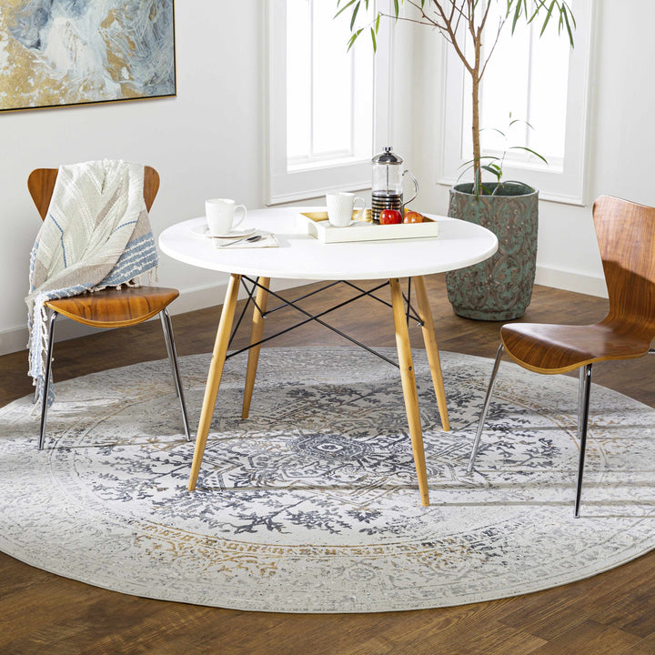 Morriston Traditional Style Ivory And Charcoal Area Rug