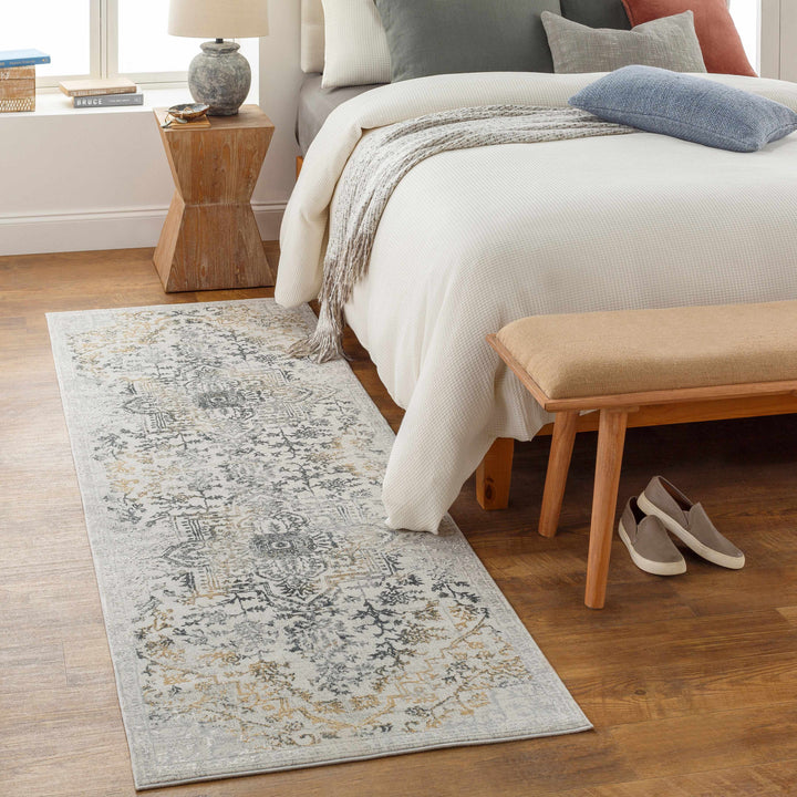 Morriston Traditional Style Ivory And Charcoal Area Rug
