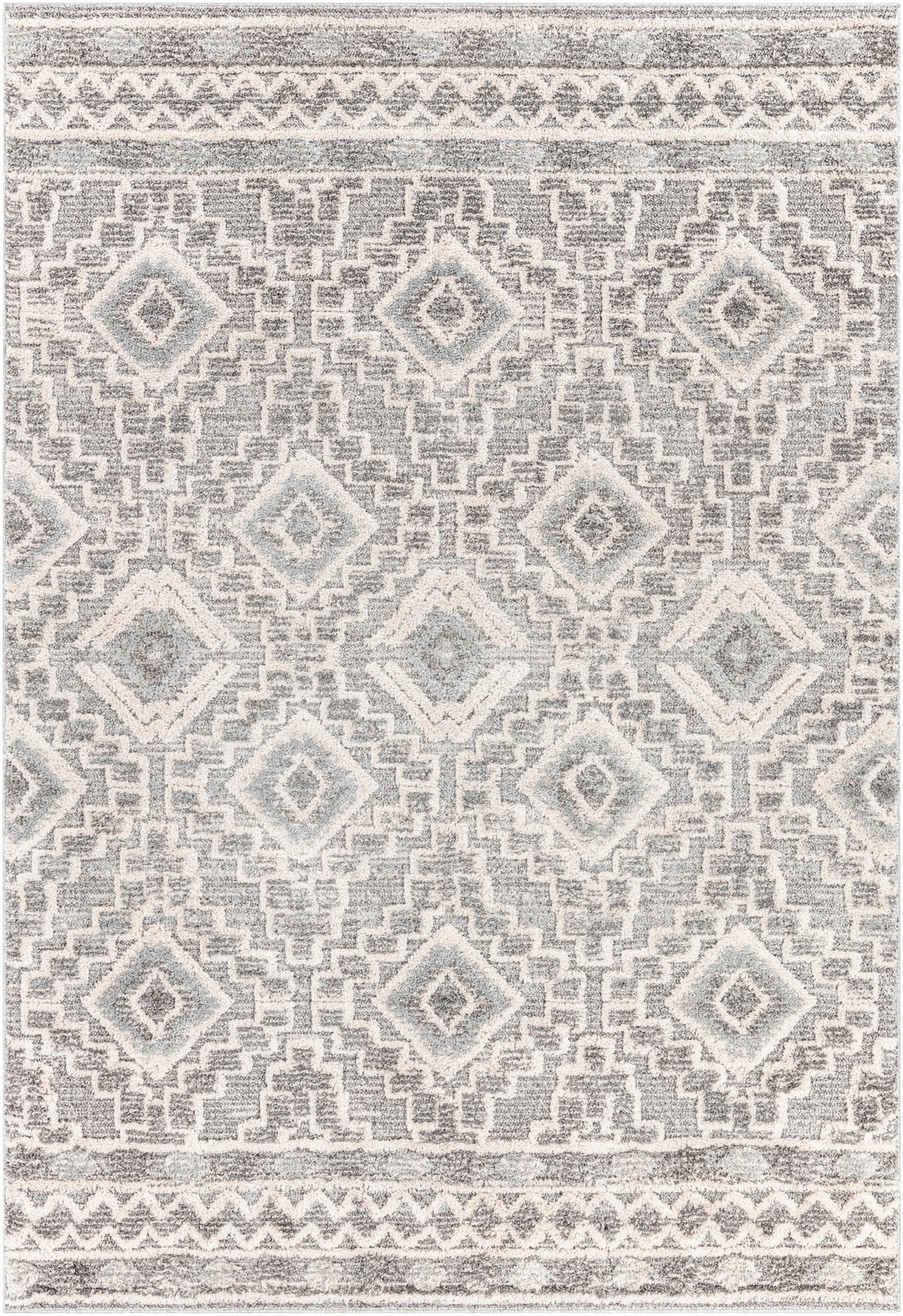 Moruya Gray And Ivory Modern Geometrical Design Area Rug - The Rug Decor