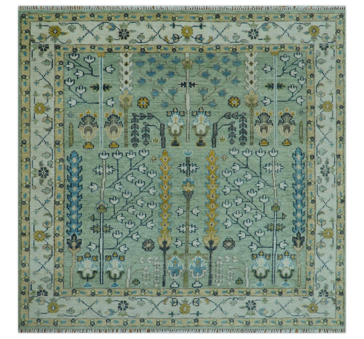 Moss Green and Ivory Multi Size Vintage Wool Hand Knotted Rug - The Rug Decor