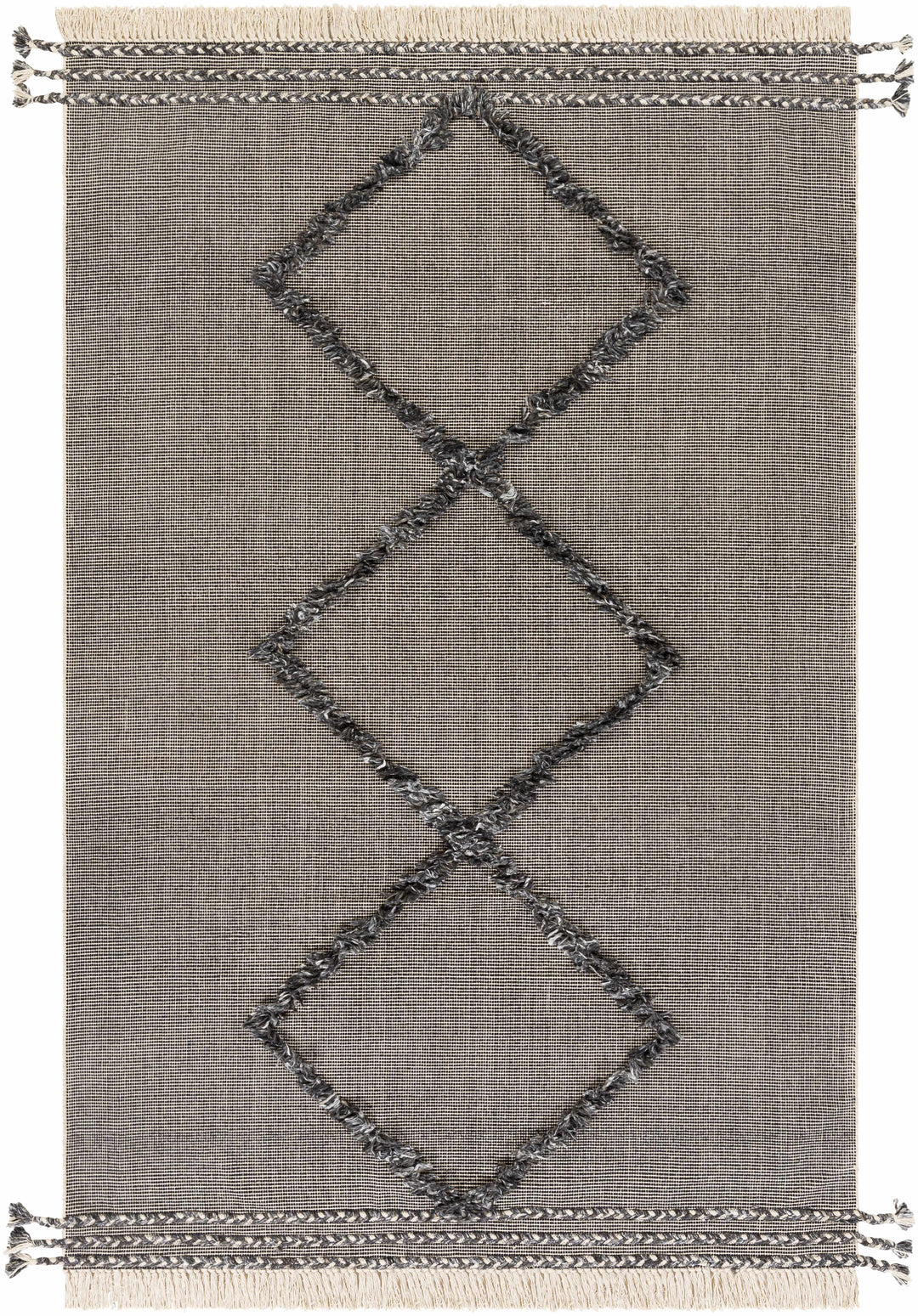 Mossman Modern Geometrical Design Black Hand Woven Area Rug