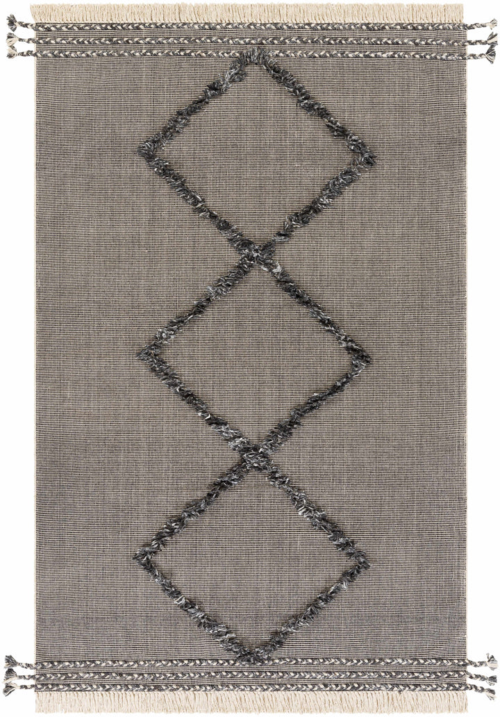 Mossman Modern Geometrical Design Black Hand Woven Area Rug