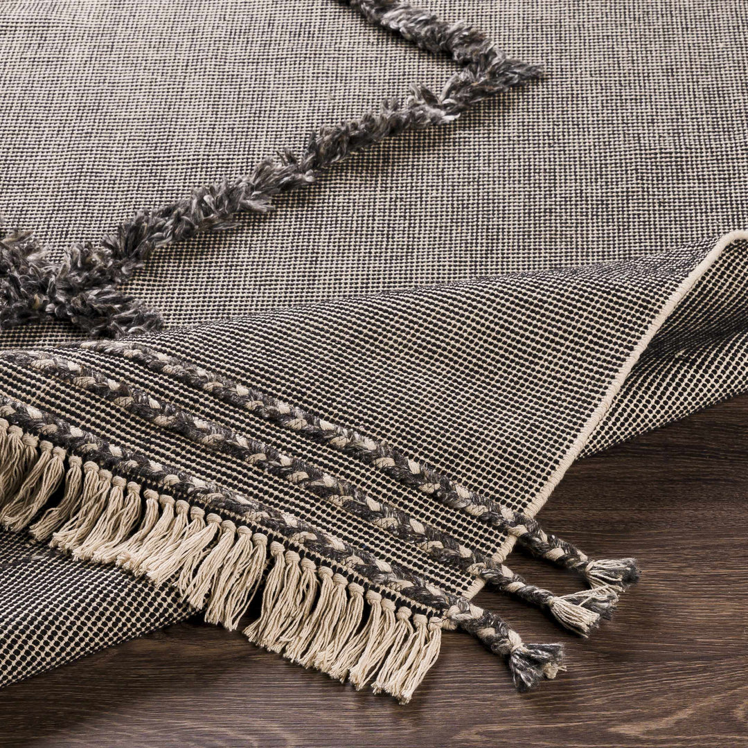 Mossman Modern Geometrical Design Black Hand Woven Area Rug