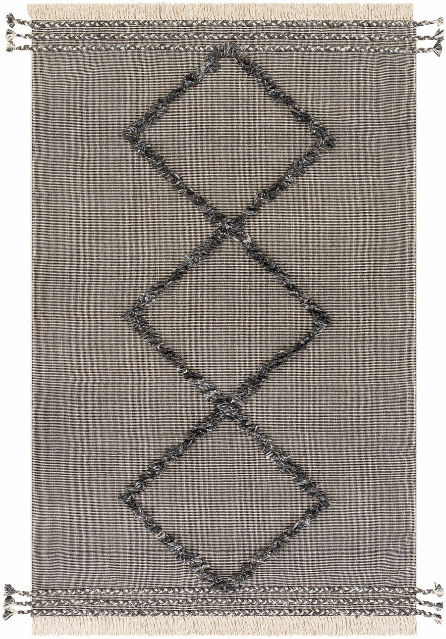 Mossman Modern Geometrical Design Black Hand Woven Area Rug - The Rug Decor