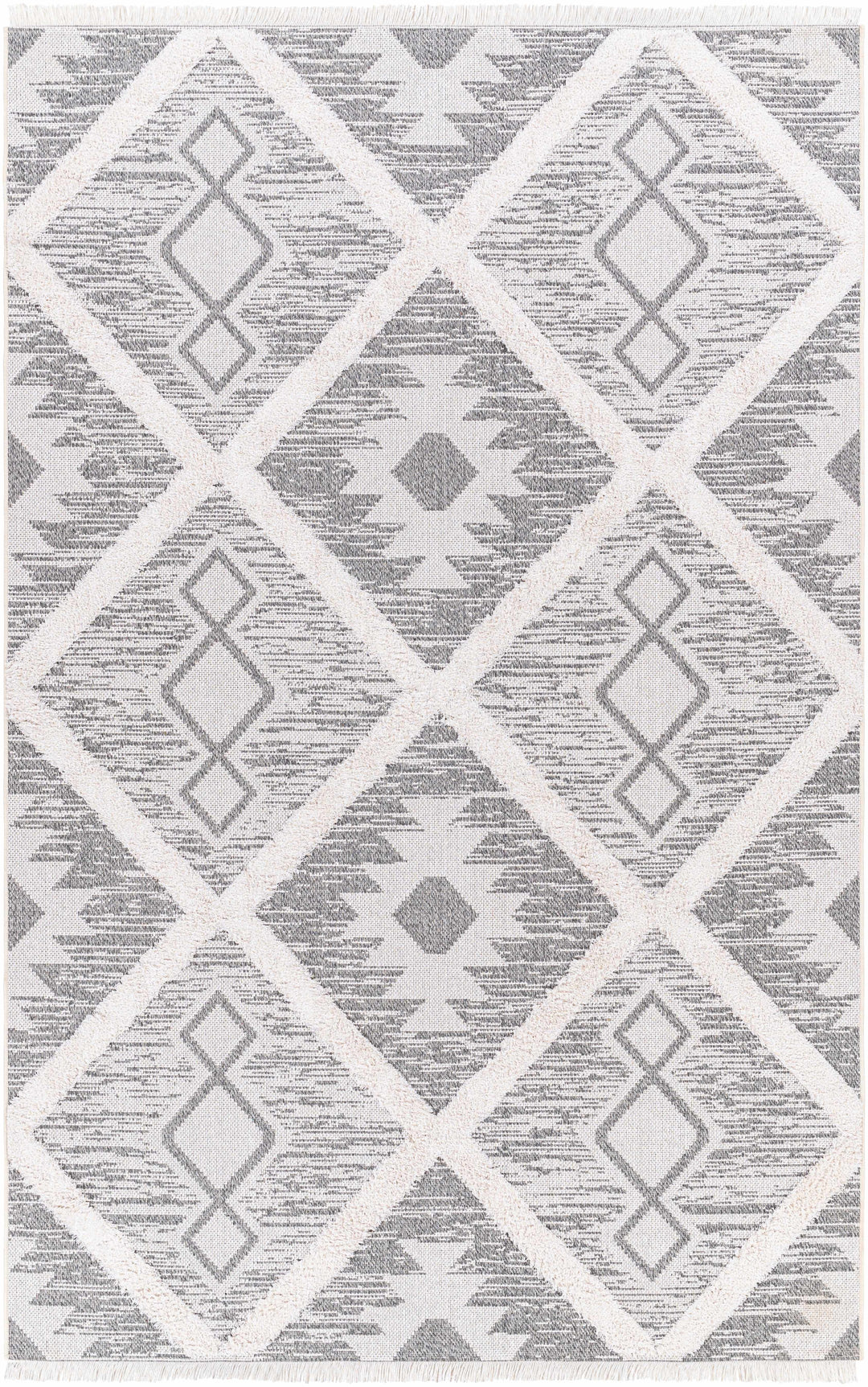 Moto Modern Geometric Design Ivory And Gray Area Rug