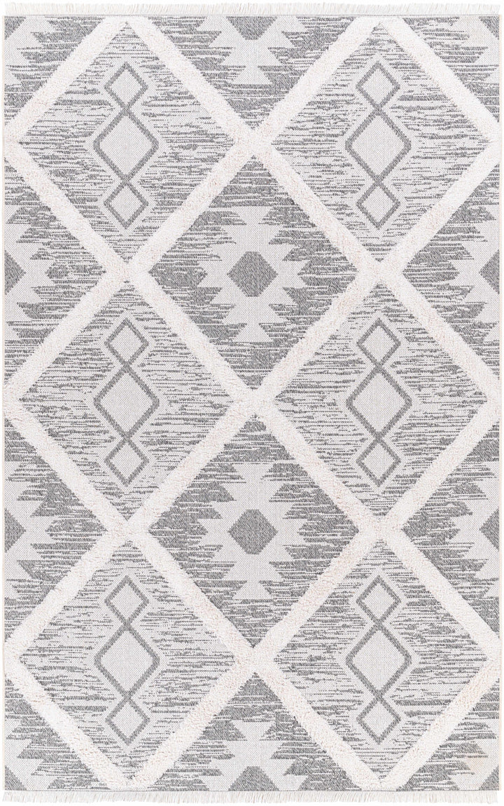 Moto Modern Geometric Design Ivory And Gray Area Rug