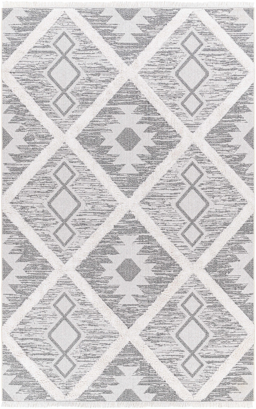 Moto Modern Geometric Design Ivory And Gray Area Rug