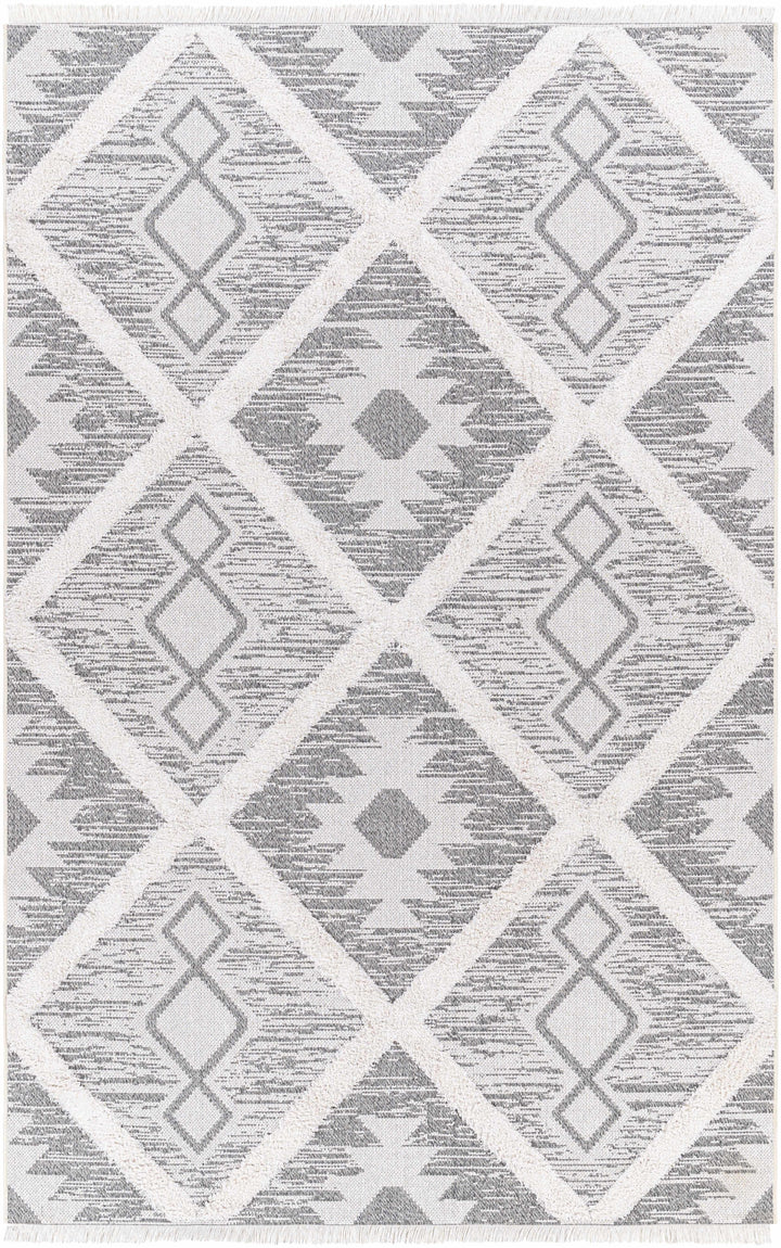 Moto Modern Geometric Design Ivory And Gray Area Rug