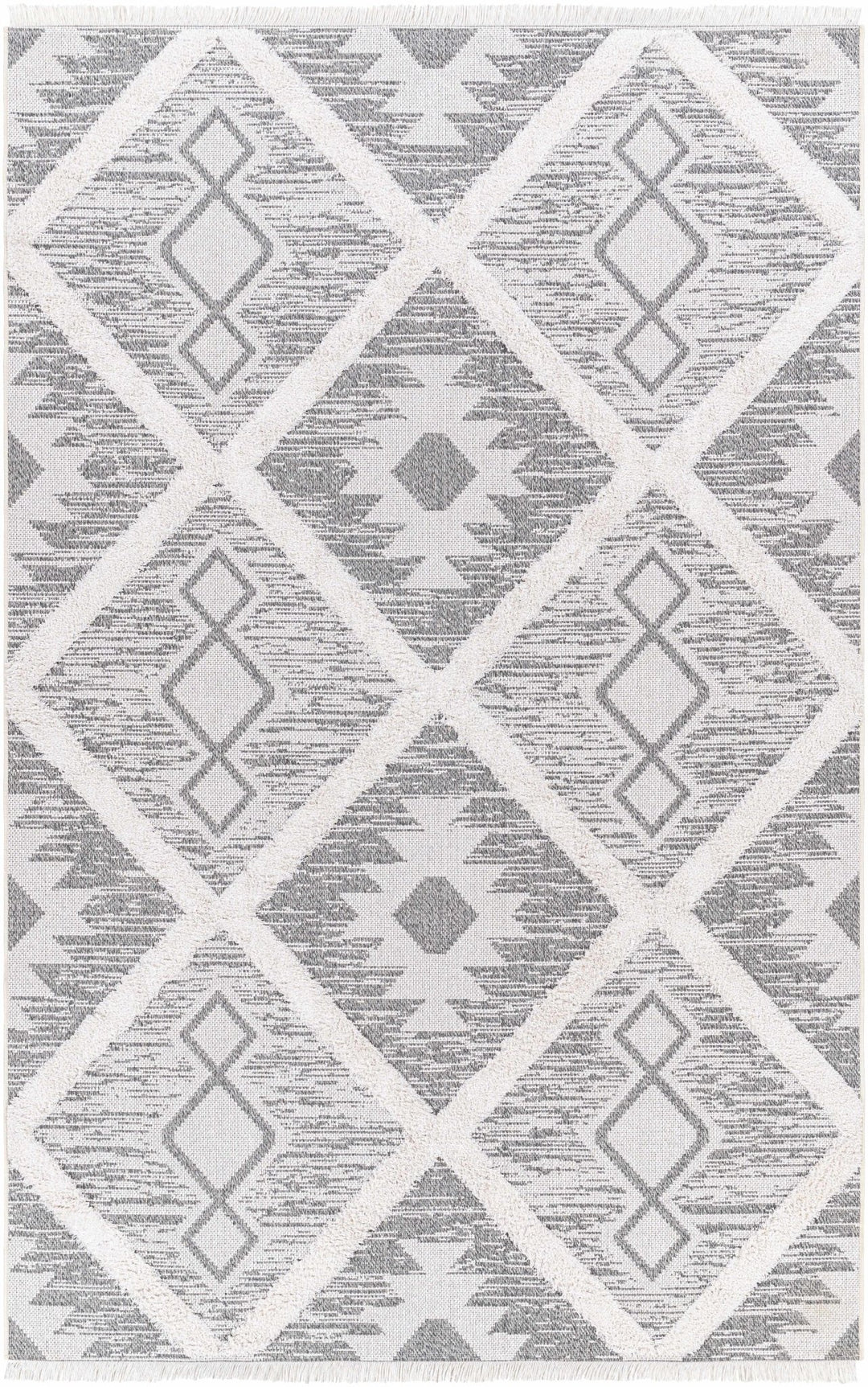 Moto Modern Geometric Design Ivory And Gray Area Rug - The Rug Decor
