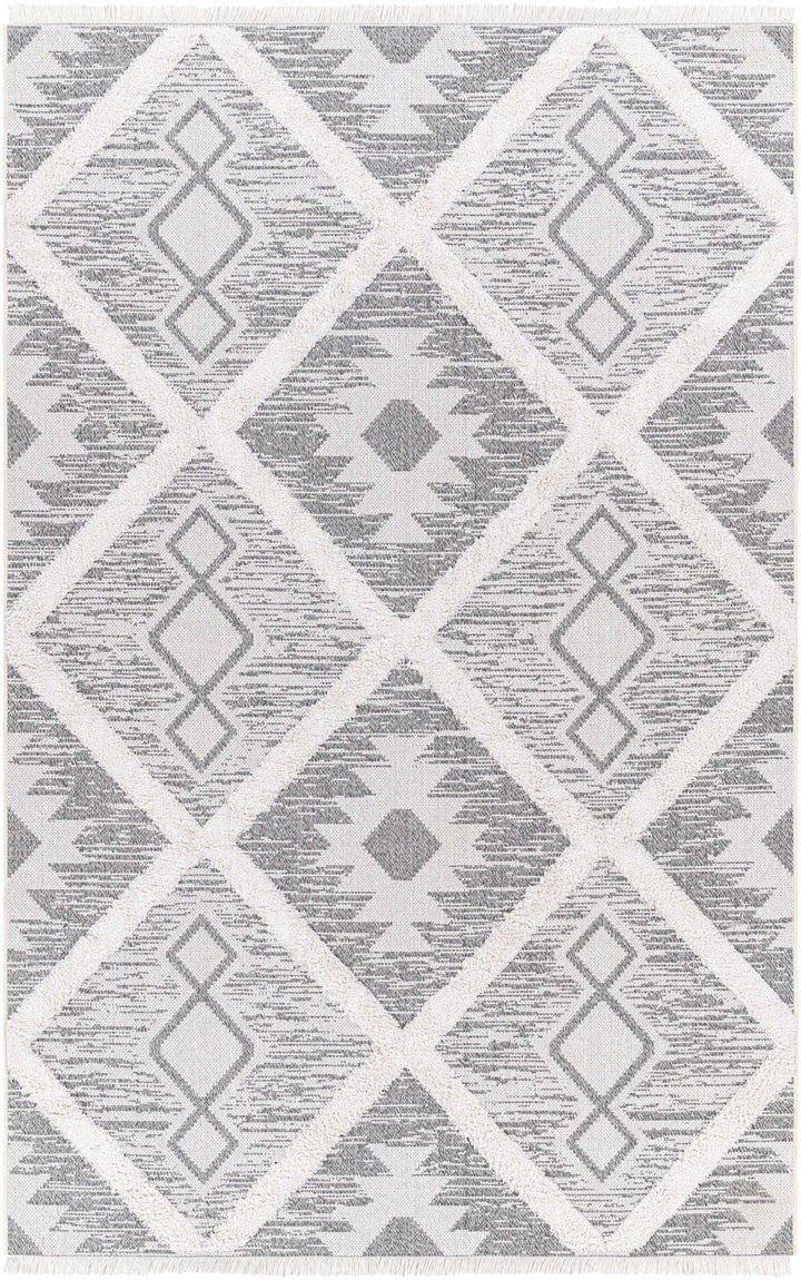 Moto Modern Geometric Design Ivory And Gray Area Rug - The Rug Decor