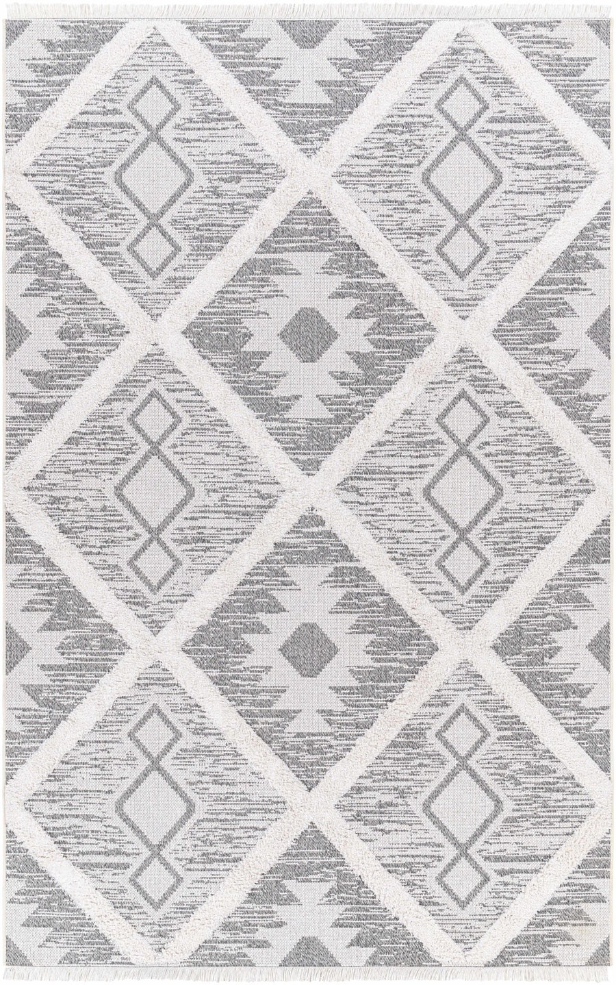 Moto Modern Geometric Design Ivory And Gray Area Rug - The Rug Decor