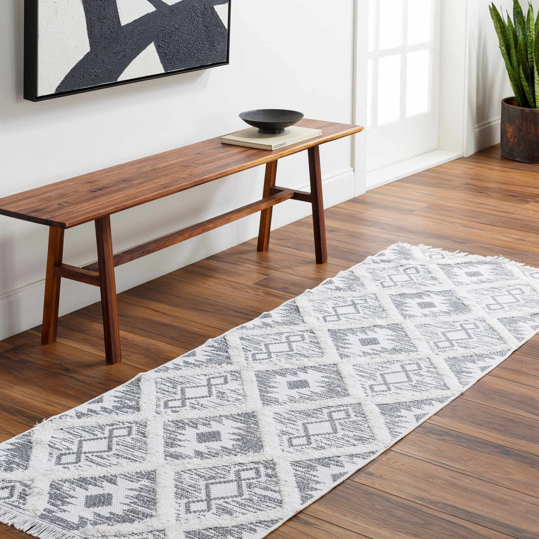 Moto Modern Geometric Design Ivory And Gray Area Rug - The Rug Decor