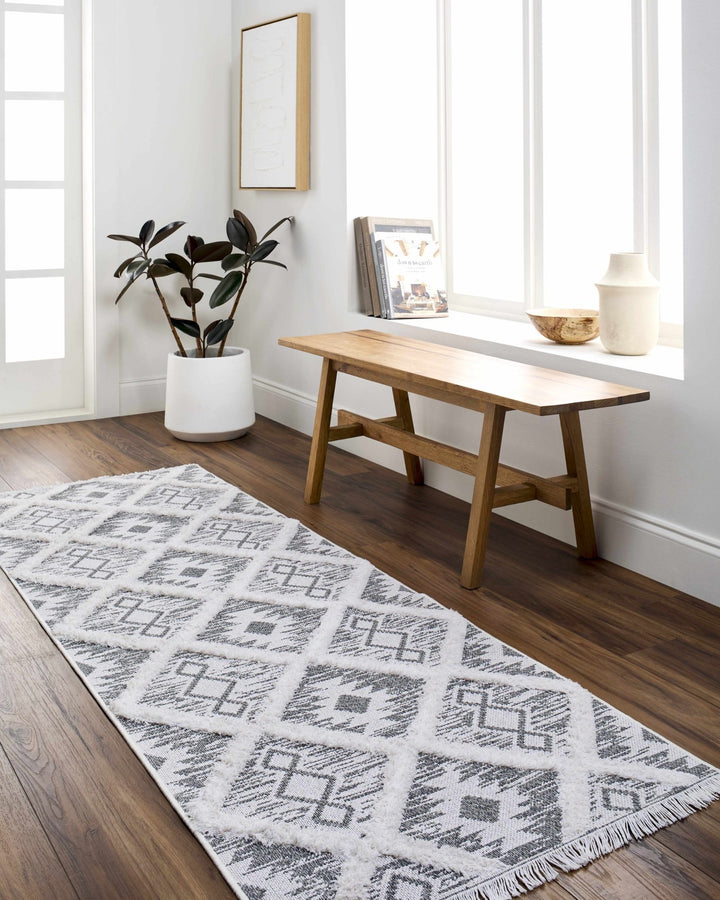 Moto Modern Geometric Design Ivory And Gray Area Rug - The Rug Decor