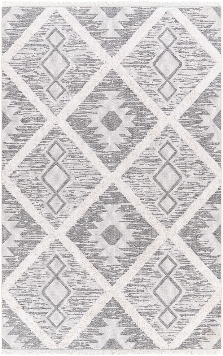 Moto Modern Geometric Design Ivory And Gray Area Rug - The Rug Decor