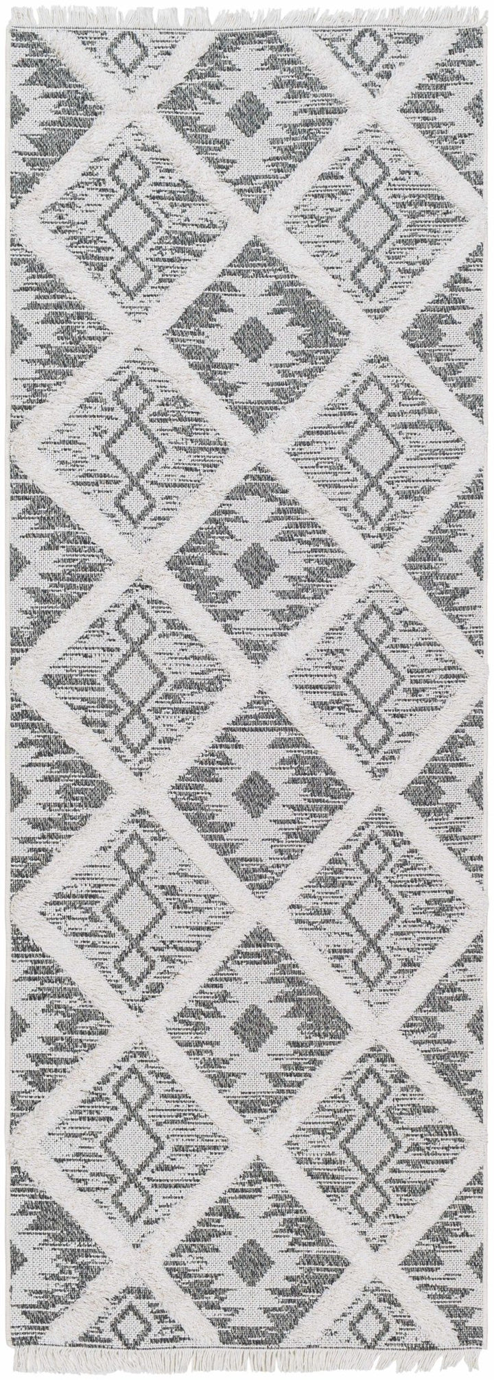 Moto Modern Geometric Design Ivory And Gray Area Rug - The Rug Decor