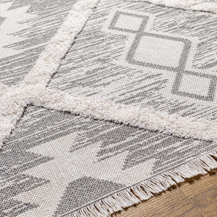 Moto Modern Geometric Design Ivory And Gray Area Rug - The Rug Decor