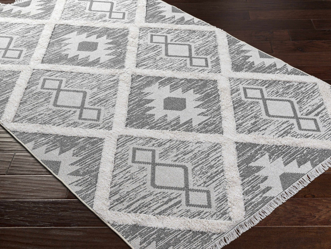 Moto Modern Geometric Design Ivory And Gray Area Rug - The Rug Decor