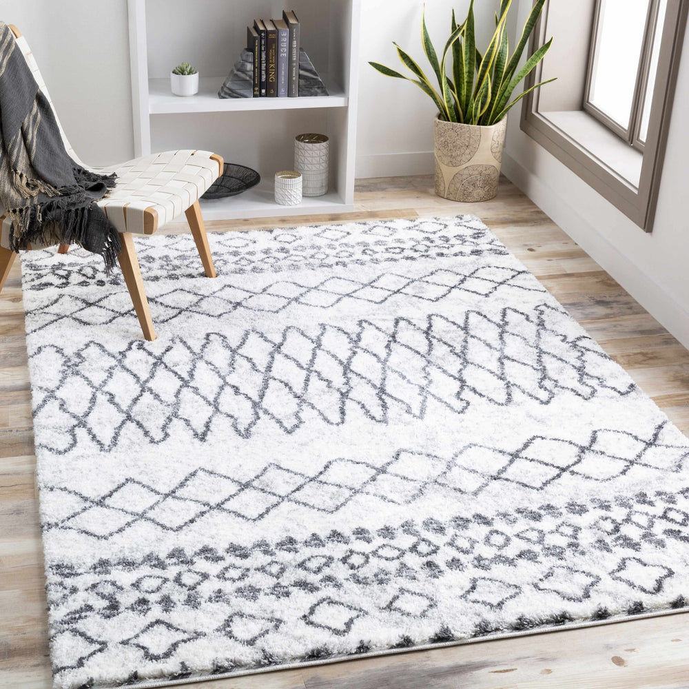 Moulden Modern Geometrical Design Ivory And Charcoal Area Rug - The Rug Decor