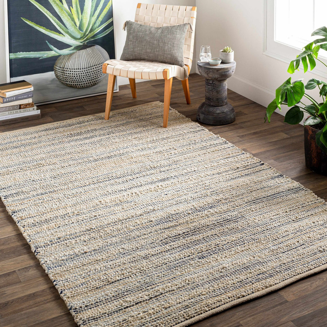Mountmellick Modern Style Beige And Blue Hand Woven Area Rug - The Rug Decor